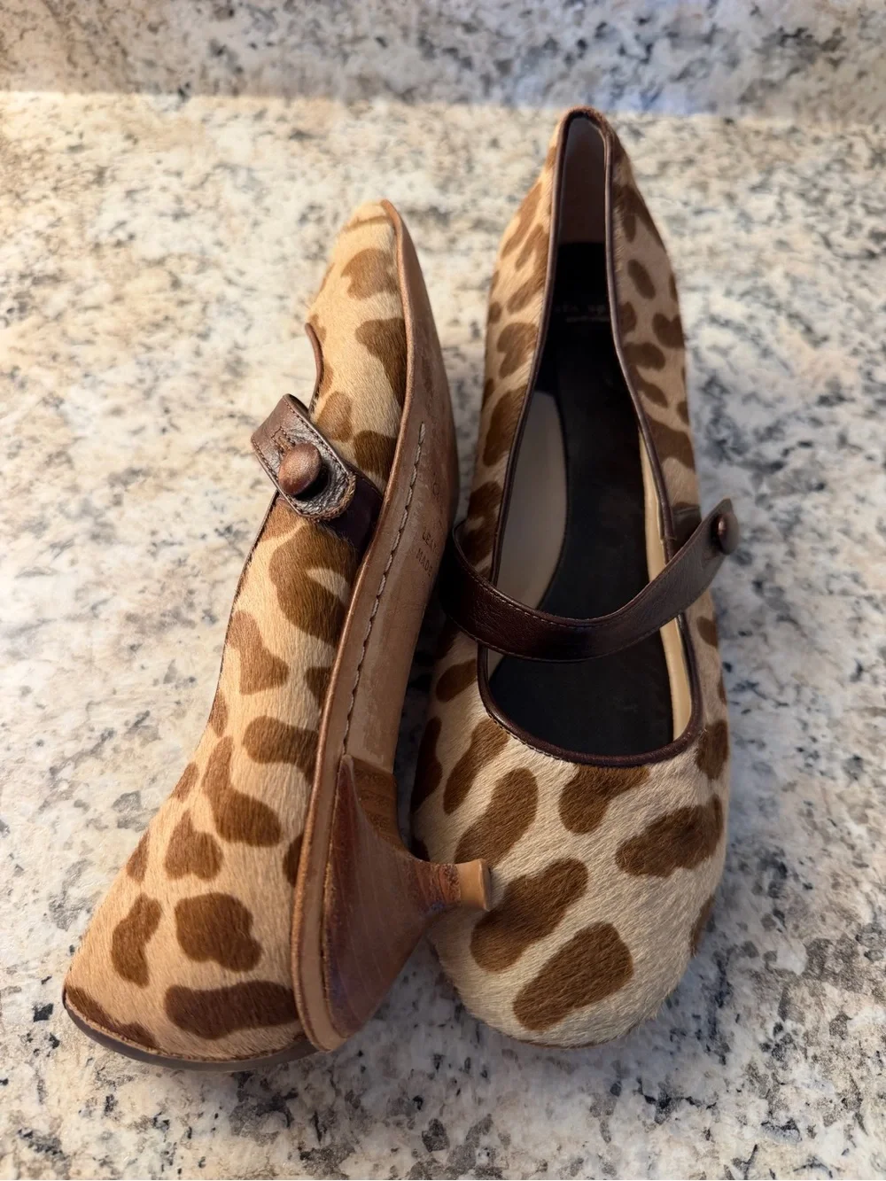 kate spade Leopard Vintage Calf Hair Mary Jane Kitten Heels Animal Giraffe Print